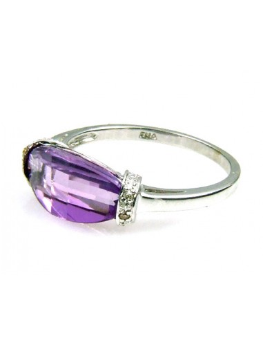 Natural .02ct Amethyst Diamond Ring 10KT White Gold commande en ligne