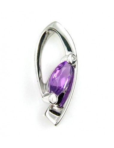 Natural .92ct Amethyst Diamond Pendant 14KT White Gold sélection de produits