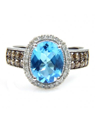 Natural 4.04ct Blue Topaz Diamond Ring 14KT White Gold le des métaux précieux