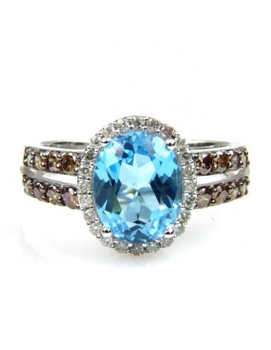 Genuine 4.11ct Blue Topaz Diamond Ring 14KT White Gold de votre