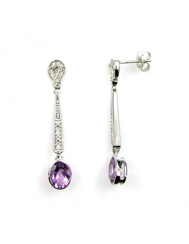 2.62ct Amethyst Diamond Dangle Earrings 14KT White Gold l'achat 