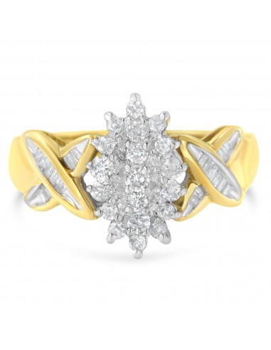 10K Yellow Gold Round And Baguette-Cut Diamond Ring (1/2 Cttw, H-I Color, I1-I2 Clarity) - Size 6 Découvrez la collection