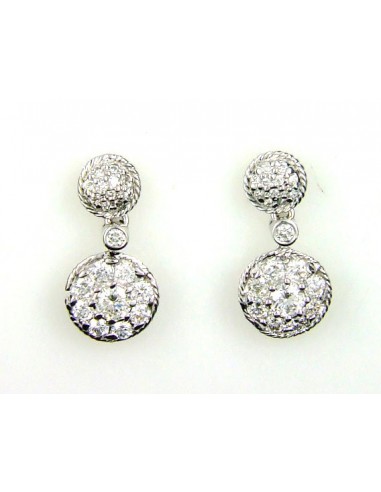 Natural 1.02ct Diamond Dangle Earrings 14KT White Gold pas cher 