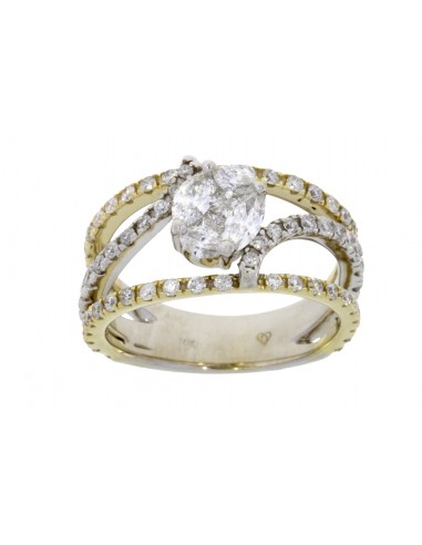 Genuine 1.25ct Diamond Ring 14KT 2 Tone Gold s'inspire de l'anatomie humaine