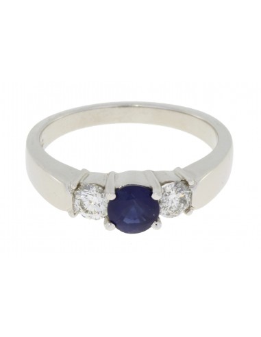 1.15ct Sapphire Diamond 3 Stone Ring 14KT White Gold livraison et retour toujours gratuits