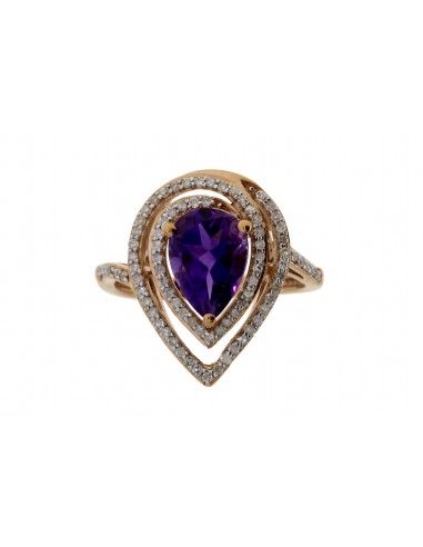 Natural 1.58ct Amethyst Diamond Ring 10KT Rose Gold prix