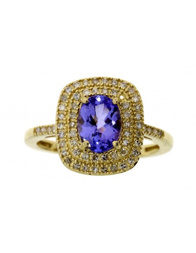 Genuine 1.58ct Tanzanite Diamond Ring 14KT Yellow Gold Jusqu'à 80% De Réduction