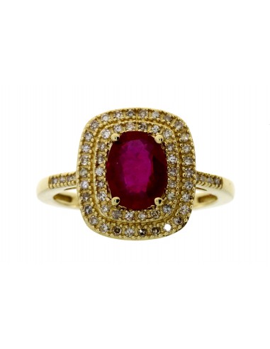 Natural 1.88ct Ruby Diamond Ring 14KT Yellow Gold basket pas cher