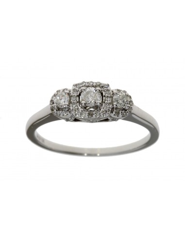 Natural .30ct Diamond 3 Stone Ring 10KT White Gold soldes