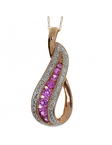 .85ct Created Sapphire Diamond Pendant 10KT Rose Gold l'évolution des habitudes 