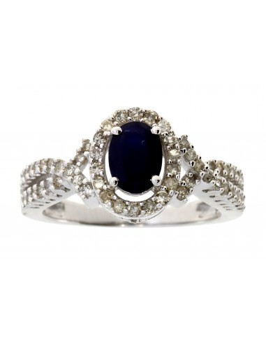 Genuine 1.50ct Sapphire Diamond Ring 10KT White Gold À commander