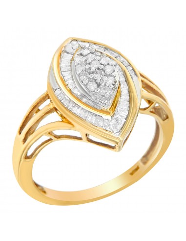 10K Yellow Gold Diamond Oval Cluster Ring (1/2 Cttw, I-J Color, I2-I3 Clarity) - Size 6 du meilleur 