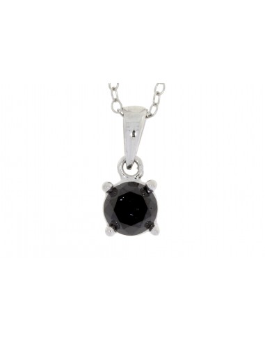 Genuine .50ct Black Diamond Pendant Sterling Silver en linge