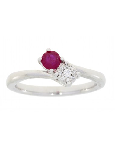 Natural .36ct Ruby Diamond Ring 14KT White Gold Les magasins à Paris