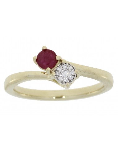 Genuine .36ct Ruby Diamond Ring 14KT Yellow Gold france