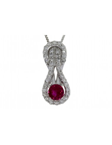 Genuine .44ct Ruby Diamond Pendant 14KT White Gold Véritable concentré