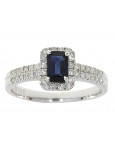 Natural 1.00ct Sapphire Diamond Ring 18KT White Gold paiement sécurisé