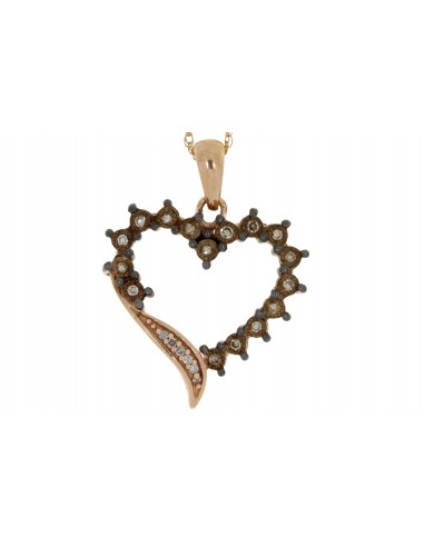 Natural .11ct Diamond Heart Love Pendant 10KT Rose Gold Venez acheter