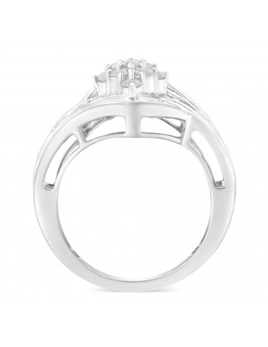 10K White Gold Diamond Bypass Cluster Ring (1 Cttw, I-J Color, I2-I3 Clarity) - Size 7 Faites des économies