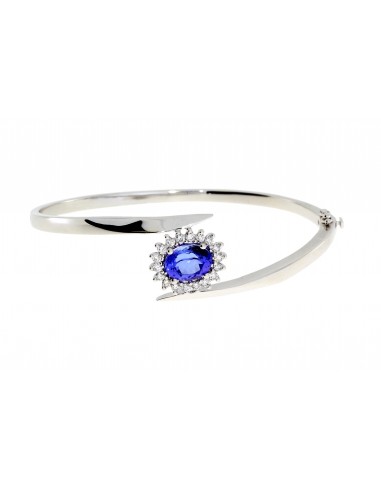 Tanzanite Diamond Bangle Bracelet 14KT White Gold s'inspire de l'anatomie humaine