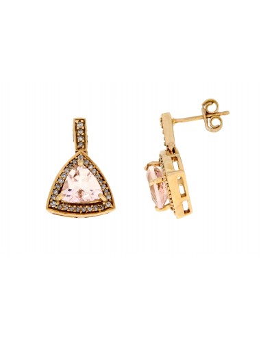 2.28ct Morganite Diamond Dangle Earrings 14KT Rose Gold Amélioration de cerveau avec