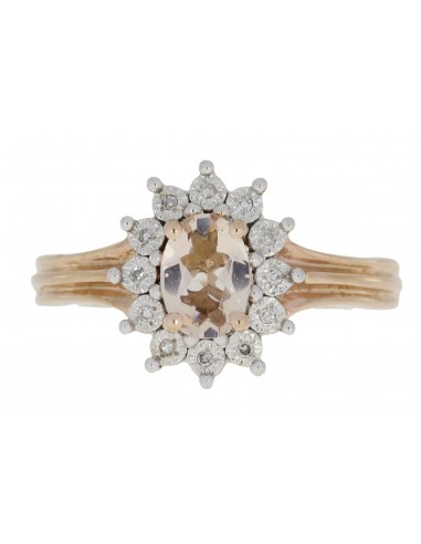 Genuine .78ct Morganite Diamond Ring Sterling Silver 2 - 3 jours ouvrés.