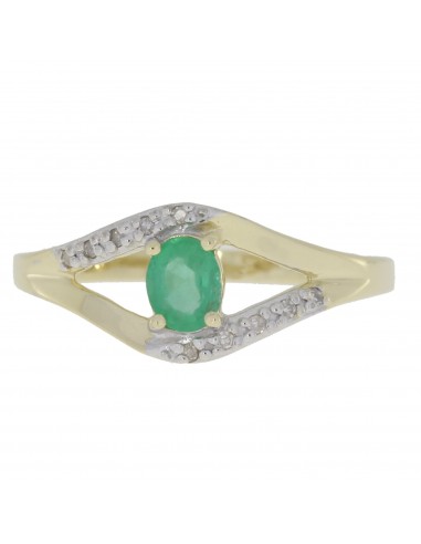 Genuine .35ct Emerald Diamond Ring 10KT Yellow Gold Paris Déstockage Promo