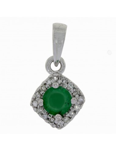 Natural .31ct Emerald Diamond Pendant 14KT White Gold Les êtres humains sont 