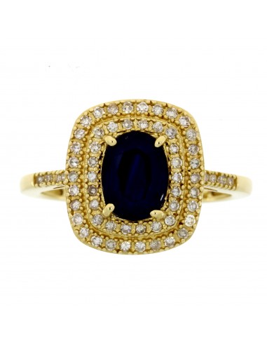 Natural 1.88ct Sapphire Diamond Ring 14KT Yellow Gold prix