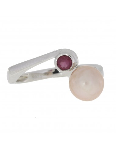 Fresh Water Pearl Rhodolite Garnet Ring Sterling Silver pas cher