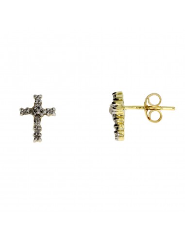 Genuine .04ct Diamond Cross Earrings 10KT Yellow Gold ouvre sa boutique