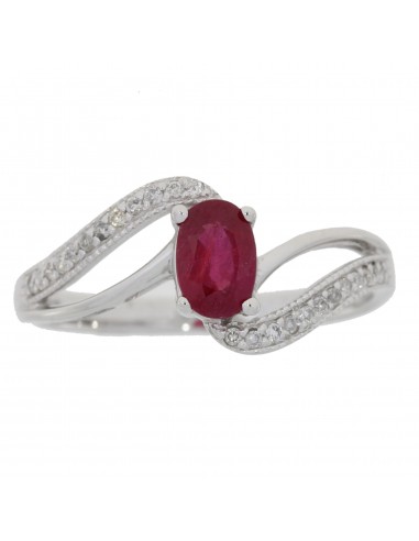 Natural .69ct Ruby Diamond Ring 10KT White Gold le des métaux précieux