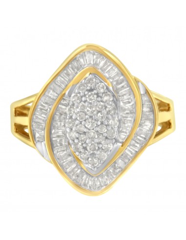 10K Yellow Gold Diamond Cluster Ring (3/4 Cttw, J-K Color, I2-I3 Clarity) - Size 6 sur le site 