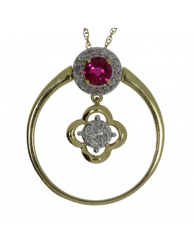 .38ct Created Ruby Diamond Pendant 10KT Yellow Gold suggérées chez