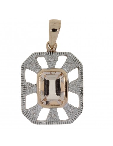 Genuine .93ct Morganite Diamond Pendant 10KT Rose Gold le des métaux précieux