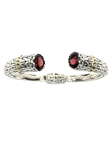 Garnet Bangle Bracelet Sterling Silver 18KT Gold outlet