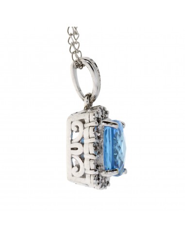 1.80ct Blue Topaz Diamond Pendant 10KT White Gold Livraison rapide