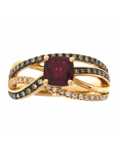 1.37ct Rhodolite Garnet Diamond Ring 14KT Rose Gold paiement sécurisé