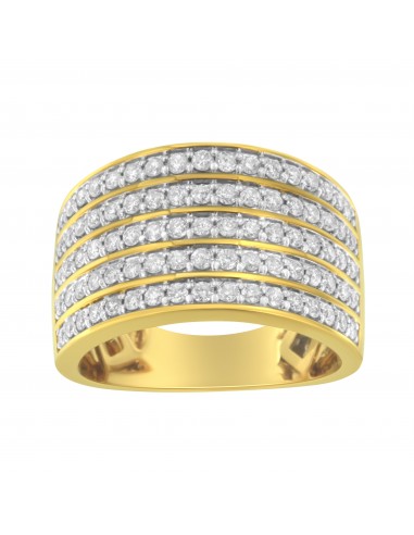 14K Yellow Gold Plated .925 Sterling Silver Diamond Multi-Row Band Ring (1 1/10 Cttw, J-K Color, I1-I2 Clarity) - Size 7 online