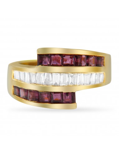 14K Yellow Gold 2ct TDW Treated Ruby Gemstone and Diamond Band Ring(H-I SI1-SI2) Livraison rapide