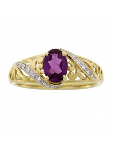 1.05ct Rhodolite Garnet Diamond Ring 14KT Yellow Gold soldes