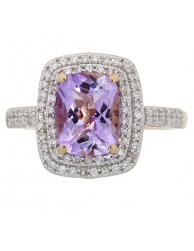 Genuine 2.35ct Amethyst Diamond Ring 10KT Rose Gold À commander