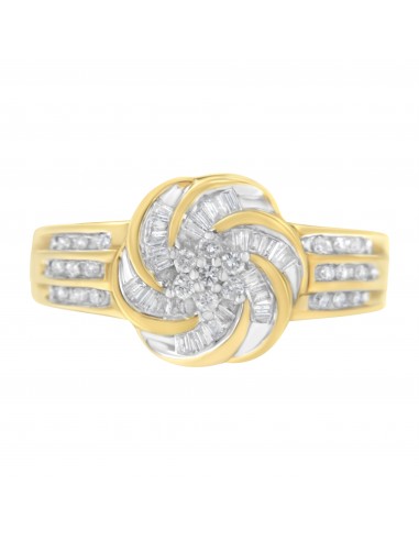 10K Yellow Gold 1/2ct TDW Diamond Flower Ring (H-ISI1-SI2) Livraison rapide