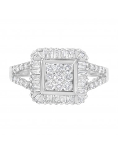 10K White Gold 1ct TDW Diamond Ballerina Cluster Ring (H-ISI2-I1) livraison et retour toujours gratuits