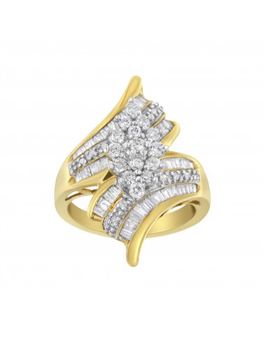 10K Yellow Gold 1ct TDW Diamond Cocktail Ring (H-II1-I2) france