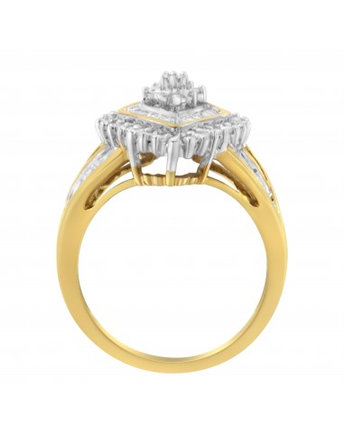 10K Yellow Gold 1/2ct TDW Round and Baguette cut Diamond Cocktail Ring (H-II2-I3) 2023