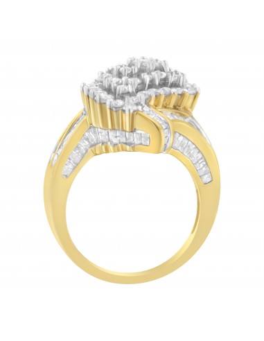 10K Yellow Gold 3ct TDW Diamond Cluster Ring (I-JI1-I2) - Size 7 des créatures d'habitude