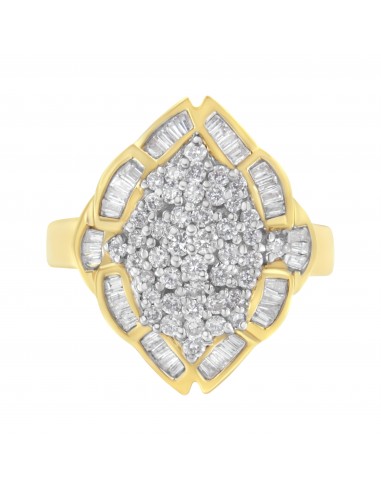 10K Yellow Gold 1ct TDW Diamond Cluster Ring (H-ISI1-SI2) commande en ligne