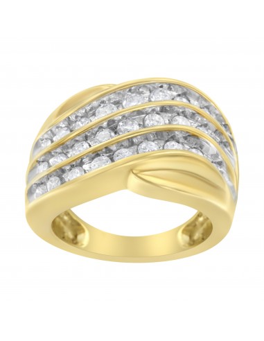 10K Yellow Gold 1ct TDW Diamond Modern Band Ring (H-II2-I3) prix