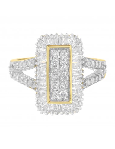 10kt Yellow Gold 1ct TDW Diamond Rectangle Cluster Ring (H-II1-I2) Découvrez la collection